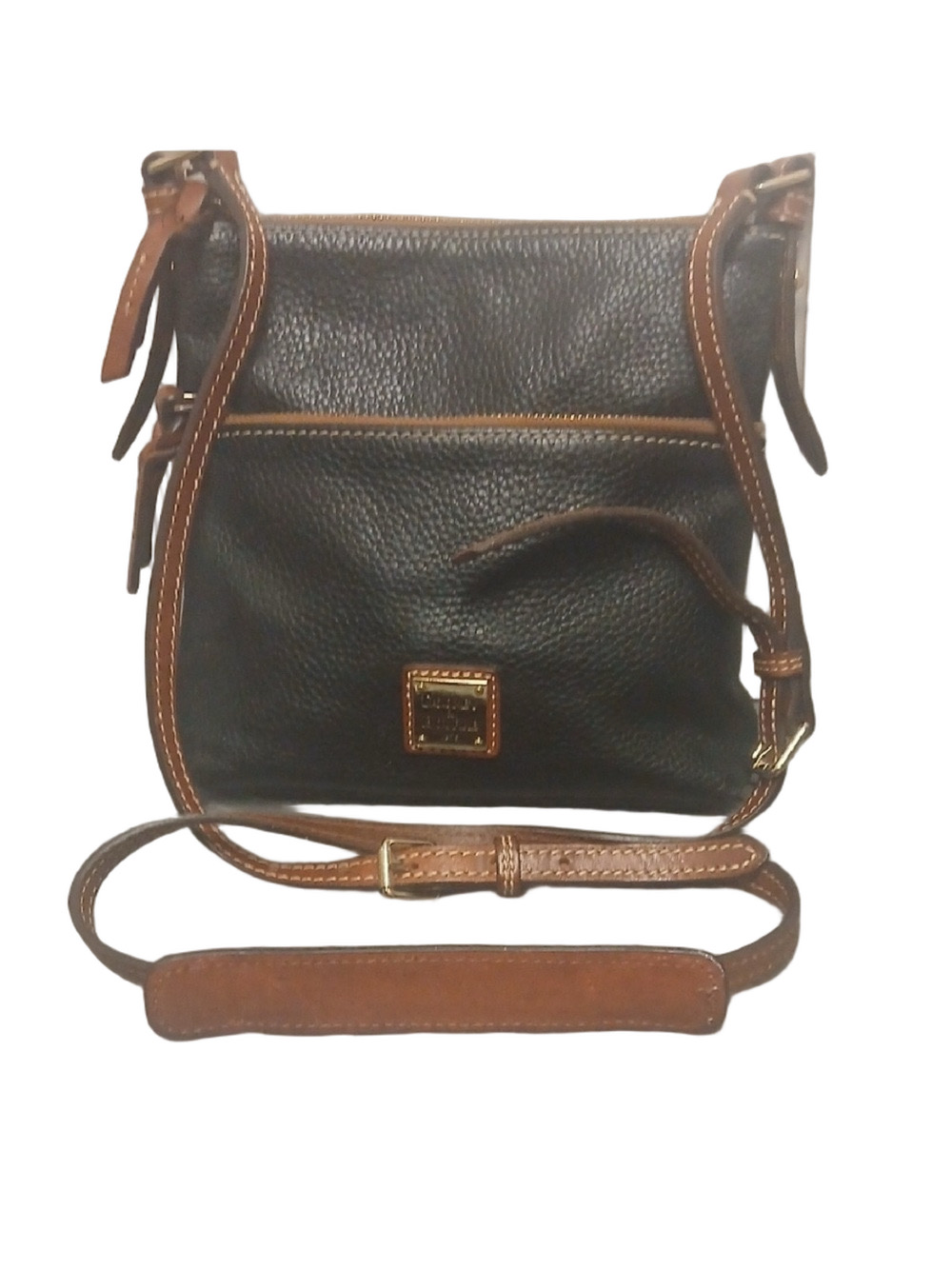 Dooney & Bourke Black and Brown Pebbled Leather Crossbody